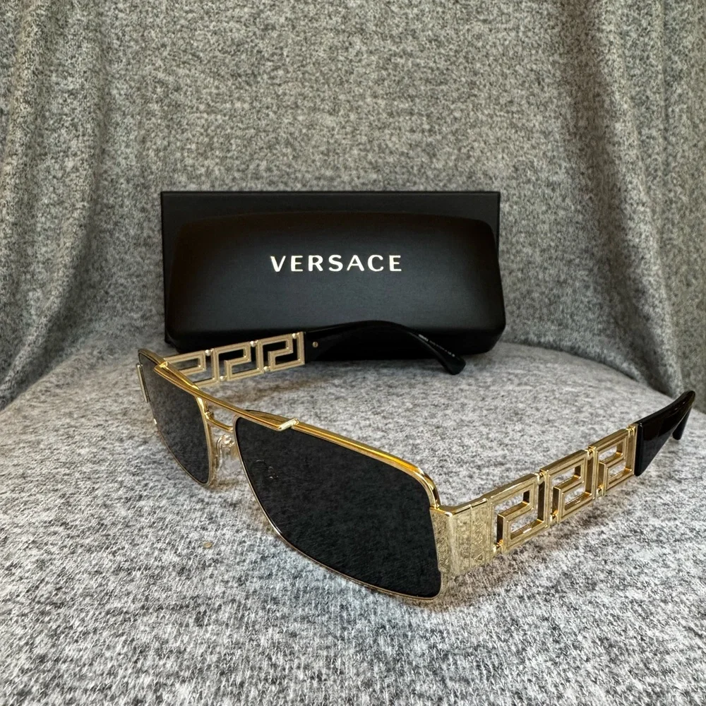 Men’s Versace Sunglasses with Gold Frame and Black Lenses